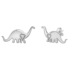 Diamond Dinosaur Stud Earrings In 10K White Gold