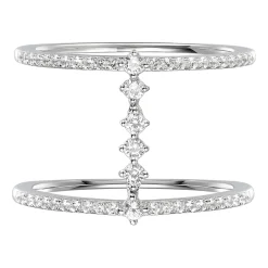 Diamond Double Band Stack Ring In 10K White Gold (1/3 Ct. Tw.)