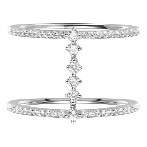 Diamond Double Band Stack Ring In 10K White Gold (1/3 Ct. Tw.)