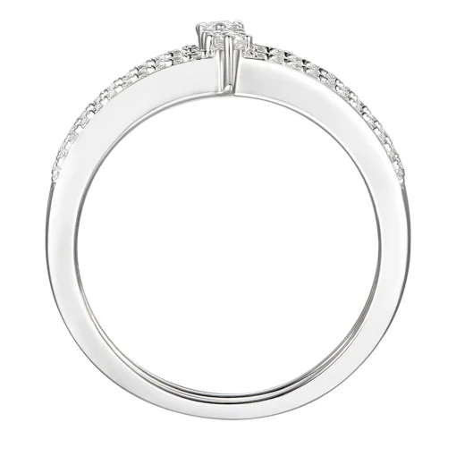 Diamond Double Band Stack Ring In 10K White Gold (1/3 Ct. Tw.)
