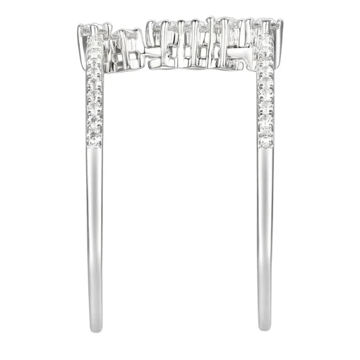 Diamond Double Band Stack Ring In 10K White Gold (1/3 Ct. Tw.)
