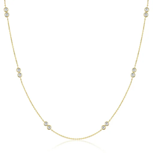 Diamond Double Bezel Adjustable Necklace In 10K Yellow Gold (1/4 Ct. Tw.)