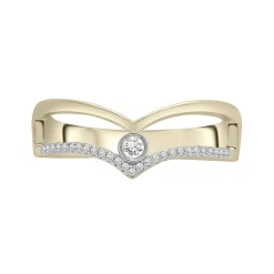 Diamond Double Chevron Ring In 10K Yellow Gold (1/10 Ct. Tw.)