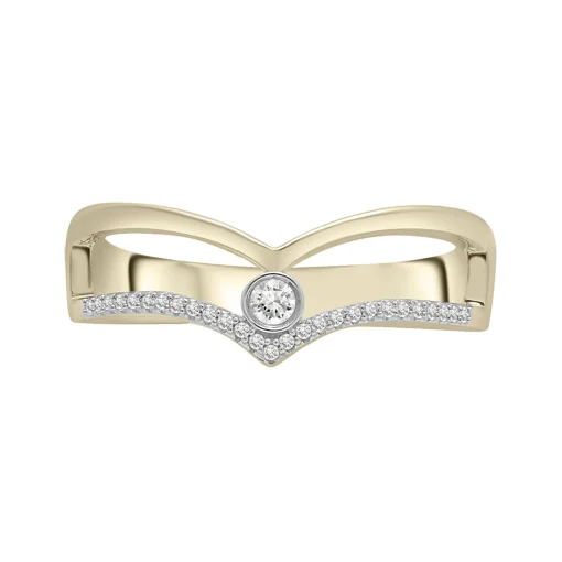 Diamond Double Chevron Ring In 10K Yellow Gold (1/10 Ct. Tw.)
