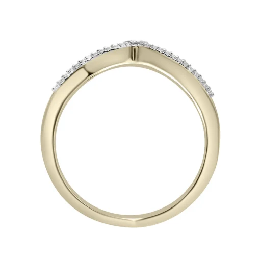 Diamond Double Chevron Ring In 10K Yellow Gold (1/10 Ct. Tw.)