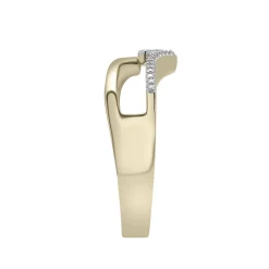 Diamond Double Chevron Ring In 10K Yellow Gold (1/10 Ct. Tw.)