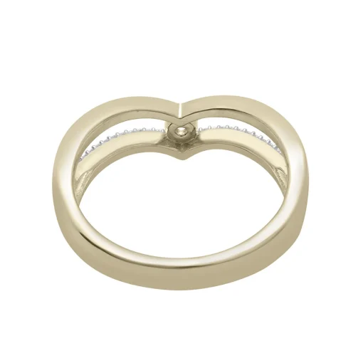 Diamond Double Chevron Ring In 10K Yellow Gold (1/10 Ct. Tw.)