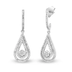 Diamond Double Drop Dangle Earring In 10K White Gold (1/3 Ct. Tw.)