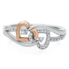 Diamond Double Heart Promise Ring In Sterling Silver & 10K Rose Gold