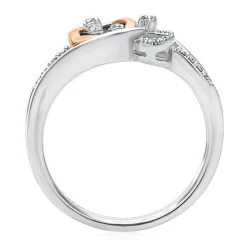 Diamond Double Heart Promise Ring In Sterling Silver & 10K Rose Gold
