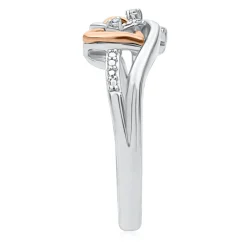 Diamond Double Heart Promise Ring In Sterling Silver & 10K Rose Gold