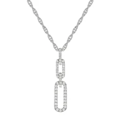 Diamond Double Link Pendant In Sterling Silver (1/4 Ct. Tw.)