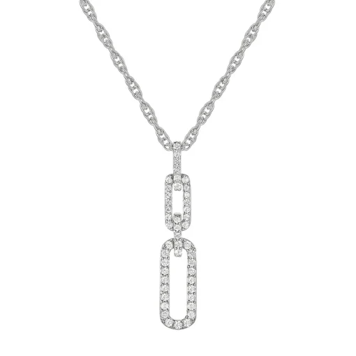 Diamond Double Link Pendant In Sterling Silver (1/4 Ct. Tw.)