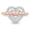Diamond Double Open Heart Ring In 10K Rose Gold (1/3 Ct. Tw.)
