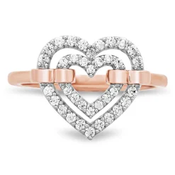 Diamond Double Open Heart Ring In 10K Rose Gold (1/3 Ct. Tw.)