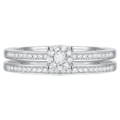 Diamond Double-Row Halo Promise Ring In Sterling Silver (1/4 Ct. Tw.)