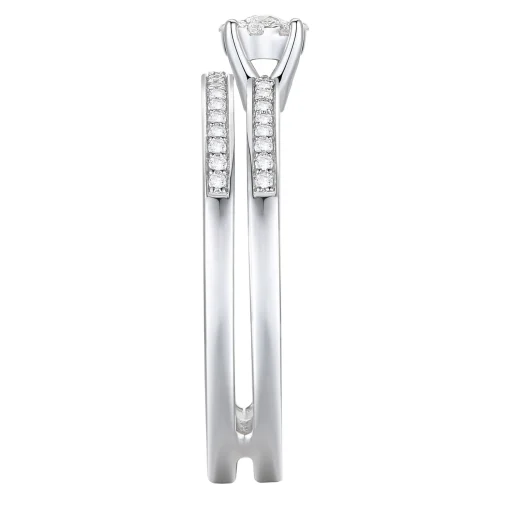 Diamond Double-Row Halo Promise Ring In Sterling Silver (1/4 Ct. Tw.)