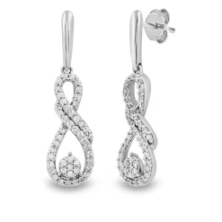 Diamond Drop Earrings In 10K White Gold (1/2 Ct. Tw.)