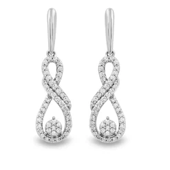 Diamond Drop Earrings In 10K White Gold (1/2 Ct. Tw.)
