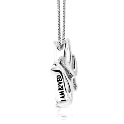 Diamond E Initial Pendant In Sterling Silver & 14K Rose Gold