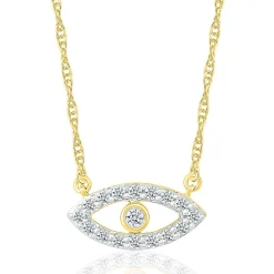 Diamond Evil Eye Necklace In 10K Yellow Gold (1/10 Ct. Tw.)