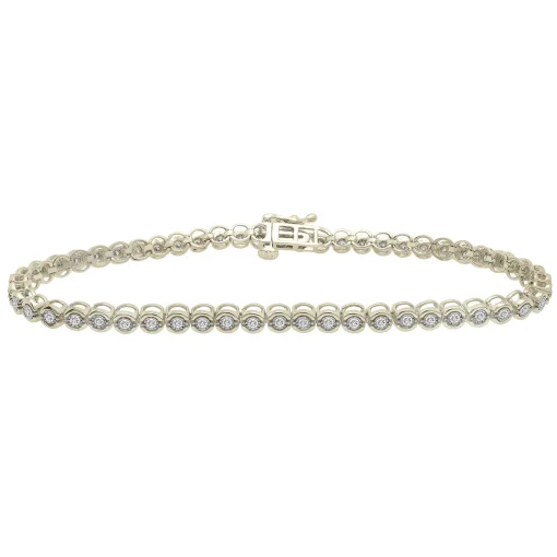 Diamond Faux Bezel Line Bracelet In 10K Yellow Gold (1/2 Ct. Tw.)