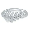 Diamond Feather Ring In Sterling Silver