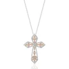 Diamond Filigree Open Cross Pendant In Sterling Silver & 10K Rose Gold