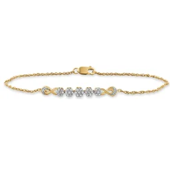 Diamond Five Flower Bracelet In 10K Yellow Gold (1/4 Ct. Tw.)