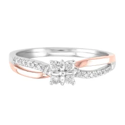 Diamond Flower Promise Ring In 10K White & Rose Gold (1/7 Ct. Tw.)