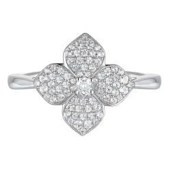 Diamond Flower Ring In 10K White Gold (3/8 Ct. Tw.)