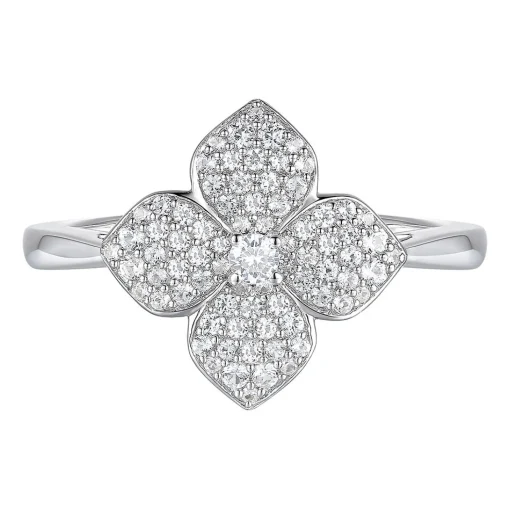 Diamond Flower Ring In 10K White Gold (3/8 Ct. Tw.)