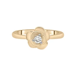 Diamond Flower Ring In 14K Yellow Gold (1/10 Ct. Tw.)