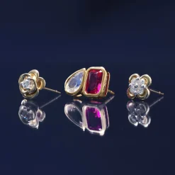 Diamond Flower Stud Earrings In 14K Yellow Gold (1/10 Ct. Tw.)
