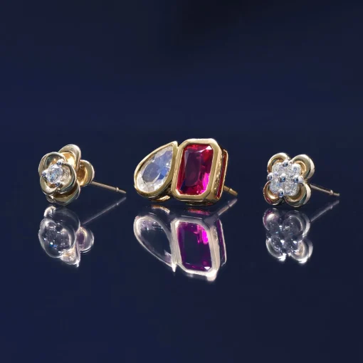 Diamond Flower Stud Earrings In 14K Yellow Gold (1/10 Ct. Tw.)