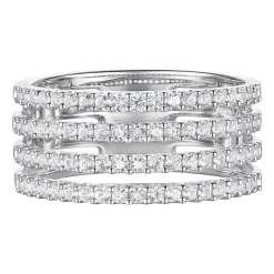 Diamond Four-Row Band In 10K White Gold (3/4 Ct. Tw.)