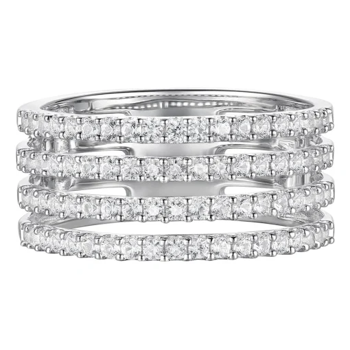 Diamond Four-Row Band In 10K White Gold (3/4 Ct. Tw.)