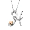 Diamond H Initial Pendant In Sterling Silver & 14K Rose Gold