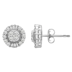 Diamond Halo Earrings In 10K White Gold (1 Ct. Tw.)