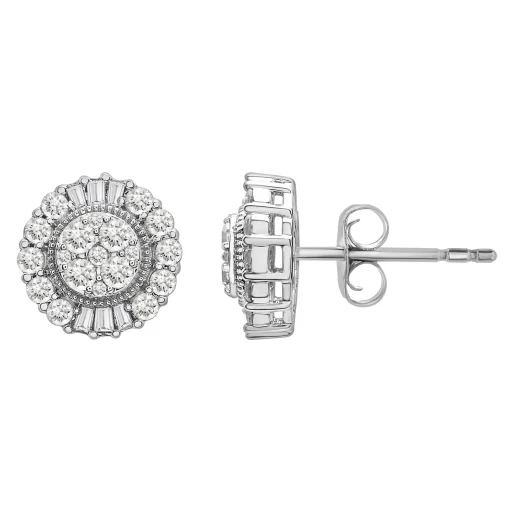 Diamond Halo Earrings In 10K White Gold (1 Ct. Tw.)
