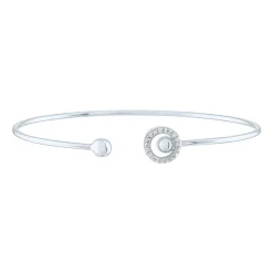 Diamond Halo Open Bangle Bracelet In Sterling Silver (1/10 Ct. Tw.)