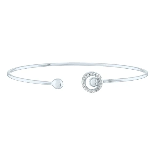 Diamond Halo Open Bangle Bracelet In Sterling Silver (1/10 Ct. Tw.)