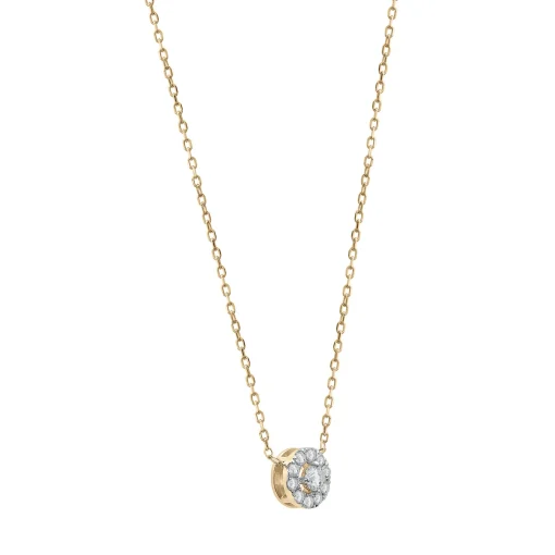 Diamond Halo Pendant In 14K Yellow Gold (1/4 Ct. Tw.)