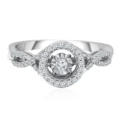 Diamond Halo Promise Ring In Sterling Silver (1/4 Ct. Tw.)