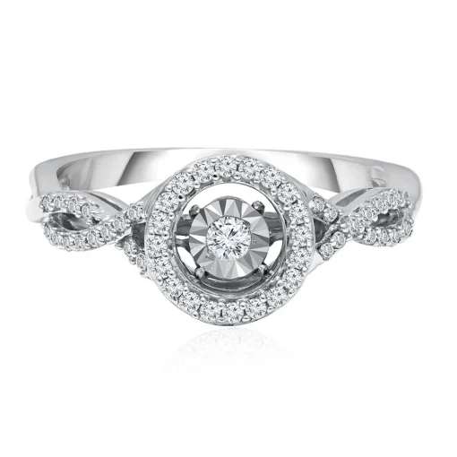 Diamond Halo Promise Ring In Sterling Silver (1/4 Ct. Tw.)