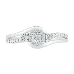 Diamond Halo Promise Ring In Sterling Silver