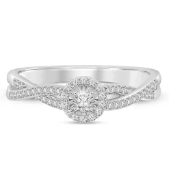 Diamond Halo Promise Ring In Sterling Silver (1/3 Ct. Tw.)