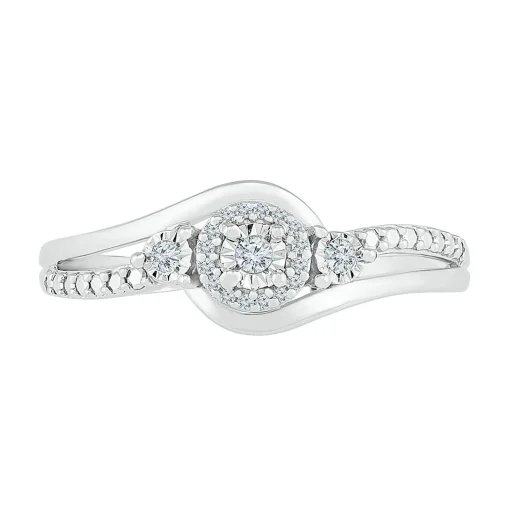 Diamond Halo Promise Ring In Sterling Silver