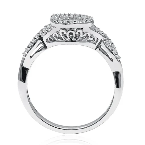 Diamond Halo Promise Ring In Sterling Silver (1/4 Ct. Tw.)