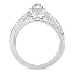 Diamond Halo Promise Ring In Sterling Silver (1/3 Ct. Tw.)